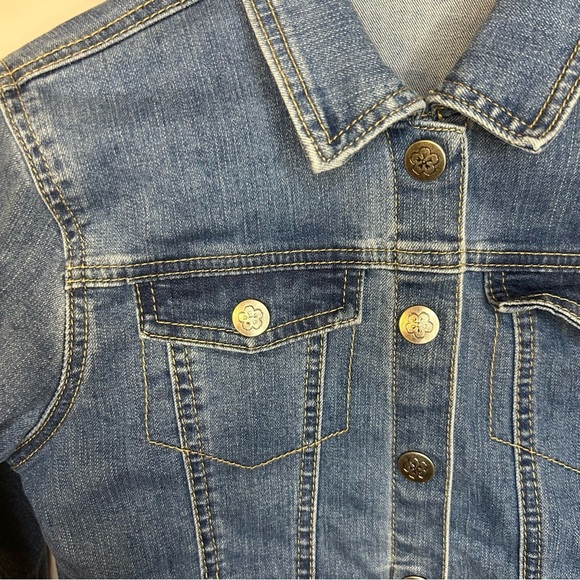 Disney Encanto Girls Denim Jean Jacket, Size L (10/12), Floral Butterflies Print - Picture 2 of 8